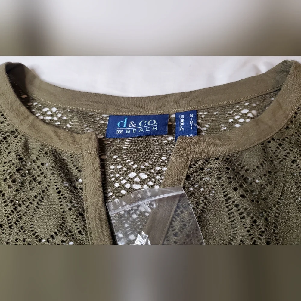 NWOT D&Co. Beach Olive Lace Swim Cover Up Size:M